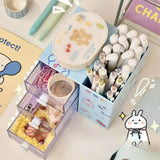 Gaeaspace  -  Cute Pen Holder Storage Organizer Boxes with Drawer Cosmetic Rack Kawaii Desk Accessories Girls Office School Desktop Stationery