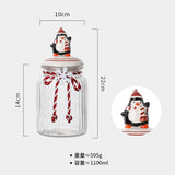 Gaeaspace  -  Christmas Candy Jar Glass Vertical Pattern Sealed Jar Gifts Snack Nut Chocolate Storage Box Food Grade Glass Storage Jar Bottle