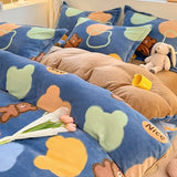 Gaeaspace  -  Winter Warm Plush Duvet Cover Set Queen Bedding Sets Comforter Cover Cartoon Quilt Cover Sheet Pillowcase 4pcs Luxury Bed Linens