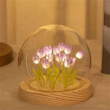 Gaeaspace  -  Artificial Tulip Flower Night Light Handmade DIY Bedside Lamp LED Night Lamp Bedroom Decor Christmas Birthday Gifts Table Lamp