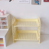 Gaeaspace  -  Ins Cute Room Storage Organizer Storage Rack Kawaii 2 Layer Desktop Cosmetic Jewelry Storage Rack Bathroom Rack Storage Shelf