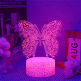 Gaeaspace  -  1pc Butterfly 3D Night Light, 3D Optical Illusion Lamp With Touch, 7-Color Changing Ambient Light For Bedroom