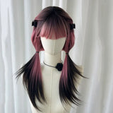 Gaeaspace  -  Long Wig Natural New Gradient Cos Spice Girls Medium-length Simulation Human Hair Pink Wig Full Headgear