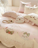 Gaeaspace  -  Cute cartoon rabbit bedding set 1.5 1.8 2.0,full queen king kawaii bunny cotton home textile bed sheet pillow case quilt cover