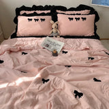 Gaeaspace  -  Summer Cooling Blanket Korean Princess Style Bow Thin Quilt Soft Skin-friendly Lightweight Comforter Queen Double Throw Blanket