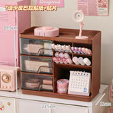 Gaeaspace  -  Cute Stationery Storage Box Organizer Multi-funct Desktop Drawer Oblique Pen Holder Office Dust-proof Storage Rack Organization