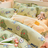 Gaeaspace  -  Winter Warm Plush Duvet Cover Set Queen Bedding Sets Comforter Cover Cartoon Quilt Cover Sheet Pillowcase 4pcs Luxury Bed Linens