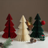 Gaeaspace  -  Green Origami Mini Christmas Tree Tabletop Ornaments Red Paper Xmas Tree Gifts For Christmas Home Party Scene Decoration Props