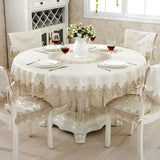 Gaeaspace  -  European Style Round Tablecloth, Elegant Lace Tablecloth, Dining Table Cloth, Kitchen Table Cover, Decorative Towel