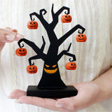 Gaeaspace  -  Metal Black Spooky Evil Tree Halloween Village Accessories, 6.3” Tall Artificial Ghost Tree Home Tabletop Holiday Decorations