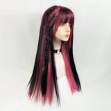 Gaeaspace  -  Pink Highlights Long Straight Lolita Synthetic Wig Double Color Hair Girl Cosplay Daily Use With Bangs