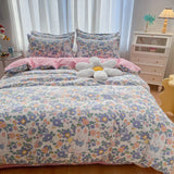 Gaeaspace  -  Bedding Set with Flowers, 100% Cotton, Skin Friendly, Breathable, Duvet Cover, 2Pcs Pillowcase,No Bed Sheet