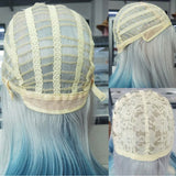 Gaeaspace  -  Women Synthetic Lolita Wig Long Straight Ombre Two Tone Silver Grey Blue Hair For Cosplay With Bangs