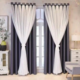 Gaeaspace  -  Nordic Style Solid Color Cloth Yarn Integrated Blackout Curtain Modern Bedroom Shade Curtains Children Room Bay Window Drapes