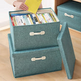 Gaeaspace  -  Cotton Linen Folding Storage Box with Lid Closet Drawer Clothes Books Toys Sundries Quilts Organizer Laundry Basket for Wardrobe