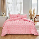 Gaeaspace  -  Simple Pink Seersucke Bedding Set Soft Comfortable Single Double Duvet Cover For Girl Bed Linens Decor Home Twin Queen Size