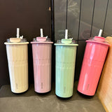 Gaeaspace  -  500ML 304 Stainless Steel Tumbler Thermos With Straw Double Drink Insulation Cold Hot Coffee Cup Car Juice Tea Water Cup