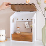 Gaeaspace  -  Solid Wood Storage Box with Hooks Key Sundries Holder Rack Japanese Wall Hanging Organizer for Entrance Hallway Decoration