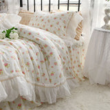 Gaeaspace  -  Romantic fairyfair french floral ruffled beding set,flower full queen king cotton home textile bedspread pillow case quilt cover