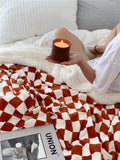 Gaeasapce  -  Checkerboard Plaid Retro Throw Blanket for Sofa Chair and Nap, Double Soft Warm Polar Fleece Blankets, Plush Bedspread Cover