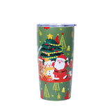 Gaeaspace  -  New Portable Christmas 20oz Car Cup 3d Printed Outdoor Christmas Style Insulated Cup Stainless Steel Double-Layer Coffee Cup Gif