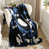 Gaeaspace  -  Autumn Thickened Class A Half-side Velvet Children's Room Knitted Cartoon Cat Blanket Soft and Comfortable Shawl Blanket