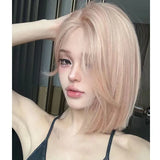 Gaeaspace  -  Short Pink Wig Bob 8inch Straight Blonde Wigs for Women Lolita Cosplay Synthetic Wigs for Daily Use Heat-resistant 가발