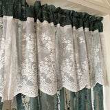 Gaeaspace  -  American Pastoral Dark Green Short Curtain Coffee Half Curtain Double Lace Embroidered Sheer Curtain for Kitchen Cabinet Door