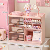 Gaeaspace  -  Cute Stationery Storage Box Organizer Multi-funct Desktop Drawer Oblique Pen Holder Office Dust-proof Storage Rack Organization