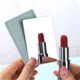 Gaeaspace  -  Stainless Steel Card Cosmetics Mirror Portable Mini Unbreakable Makeup Mirror Shatter Proof Leather Sleeve Pocket Size Mirror