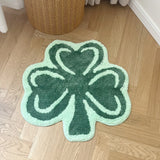 Gaeaspace  -  Clover Green Leaf Flocking Rug 100% Tufted Rug ordic Fun Anti-slip Absorbent Foot Pad Home Door Mat Carpets for Living Room Area