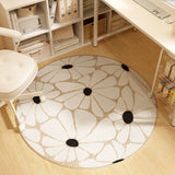 Gaeaspace  -  Flower Round Beige Style Carpet Computer Swivel Chair Mat Cream Style Study Carpet Table Chair Non Slip Stain Resistant Rug