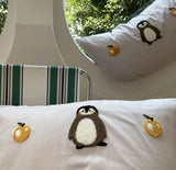 Gaeaspace  -  Fashion cute embroidery penguin bedding set double,full queen king lovely cotton home textile bed sheet pillow case quilt cover