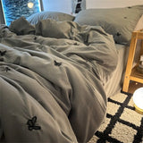 Gaeaspace  -  Ins Style Embroidered Butterfly Bedding Sheet Nordic Duvet Cover Set Home Luxury No Filling Bedding Set Comfortable Bedspread