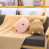 Gaeaspce  -  Creative Animal Pillow Comforter Two-In-One Coral Velvet Blanket Air Conditioning Blanket Office Dormitory Nap Pillow Blanket