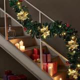 Gaeaspace  -  Artificial Christmas Garland Decorations with Lights, Christmas Wreaths for Xmas Tree Front Door Fireplaces Stairs Decor Wreath