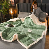 Gaeaspace  -  Milk Fleece Autumn Winter Warm Weighted Blankets for Beds European Thickened Beibei Velvet Throw Blanket Warmth Quilt Comforter