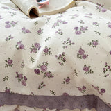 Gaeaspace  -  French Small Floral Printed Bedding Set, Double Layer Lace Ruffles, 100% Cotton, Duvet Cover Set, Bed Linen, Pillowcases