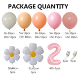 Gaeaspace  -  127Pcs Retro Pink Peach Latex Balloons Kit Small White Daisy Flower Theme Arch Garland Girl's Birthday Party Decors Supplies