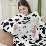 Gaeaspace  -  Lengthen Thickened Flannel Nightgown, Lamb Fleece, Simple Home Sofa, Lazy Blanket with Sleeves, Wearable Casual Cloak