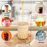 Gaeaspace  -  2pcs Glass Cup Wooden Lid Bubble Tea Cold Drinking Coffee Wine Juice Milk Transparent Straw Car Mug Cup Drinkware Water Bottle