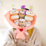 Gaeaspace  -  Kawaii Boba Flower Plush Toy Bouquet Bubble Tea Dolls Preserved Flowers Plushies Valentine Graduation Christmas Gifts for Girl