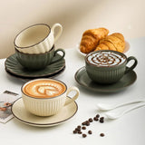 Gaeaspace  -  1Set Coffee Cup and Saucer Latte Mug Unique Olive Green and Lotus Milk Tea Coffee Cup for Home Office Ceramic Drinkware Gift