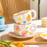 Gaeaspace  -  1set 300ml Middle East Style Coffee Tea Cup with Plate Ceramics Milk Mugs Porcelain Coffee Cups Tableware Cups Mother's Day Gift