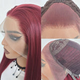 Gaeaspace  -  Red Wig Straight Synthetic Lace Front Wig Long Red Hair Wig Glueless Wigs Ready to Wear Burgundy Colored Lace Wigs for Women