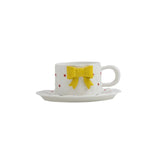 Gaeaspace  -  Bow Ceramic Coffee Cup Dish Set Exquisite Girls Afternoon Tea Coffee Latte Latte Cup Home Breakfast Milk Drink Mug Birthday Gift