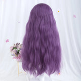 Gaeaspace  -  Long Wavy Purple Cosplay Synthetic Wigs Lolita Halloween With Bangs for Women Party Dailly Heat Resistant Wig