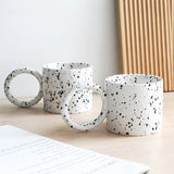 Gaeaspace  -  11oz Creative Big Ear Handle Ceramic Coffee Cup Gift Mug Nordic Ink Splash Coffee Mug High Value Tea Cup with Handle Ceramic Mug