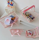 Gaeaspace  -  Ins Cute Pink Trolley Shopping Basket Storage Toy Creative Mini Kawaii Desktop Decoration Gift Dollhouse Furniture Accessories