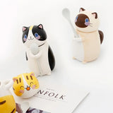 Gaeaspace  -  1pc Cute Cat Ceramics Coffee Mug with Spoon Novelty Gift Drinkware Milk Tea Couple Cup Kitchenware Birthday Gift Home Decoration